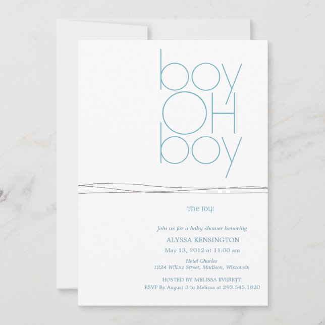 Oh invitation faite sur commande de baby shower (Devant)