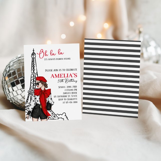 Oh la la Paris Invitation d'anniversaire (Créateur téléchargé)