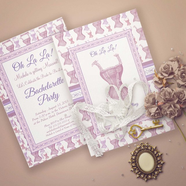 Oh La La Pink Corset Bachelorette Party Invitation (Créateur téléchargé)