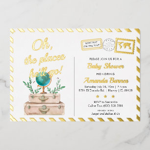 Oh Les Endroits Voyage Bébé Garçon Shower Carte D'