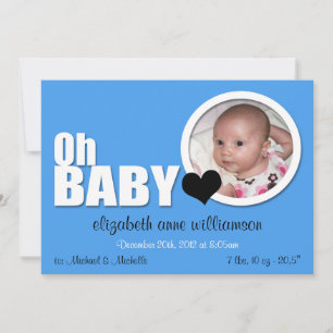 Oh mon bébé, Faire-part de naissance photo bleu mo