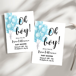 Oh mon Dieu ! Carte d'invitation Baby shower bleu
