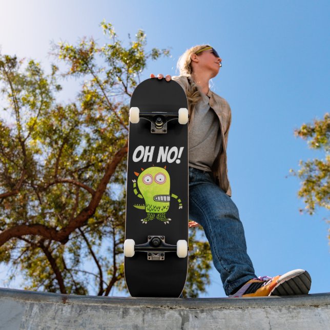 OH NO! PANIC GREEN MONSTER FUNNY Skateboard deck (Extérieur 1)