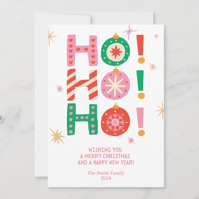 Oh ! Oh ! Oh ! Carte de Noël non photo amusante (Devant)