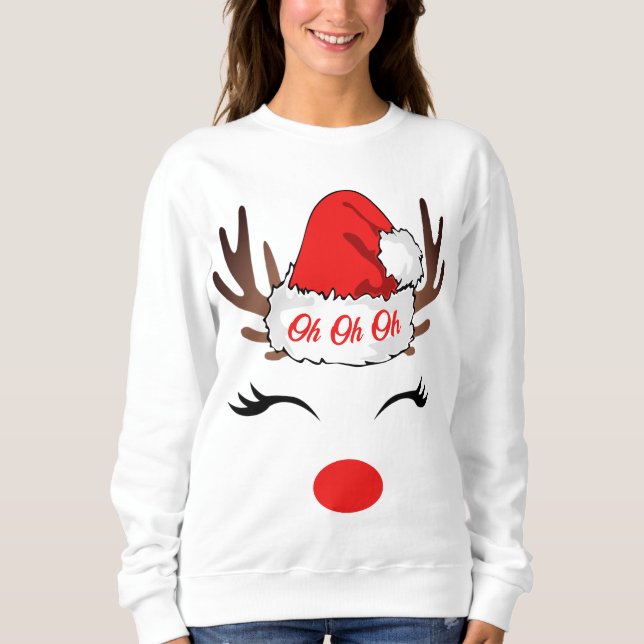 Oh Oh Oh Oh Vilain Blanc Reindeer Sweatshirt de No (Devant)