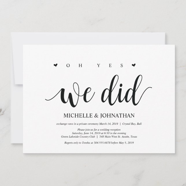 oh oui, nous l'avons fait, carte d'invitation de f (Devant)
