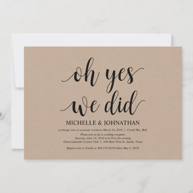 oh oui, nous l'avons fait, carte d'invitation de f (Devant)