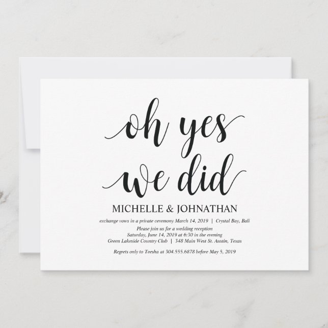 oh oui, nous l'avons fait, carte d'invitation pour (Devant)