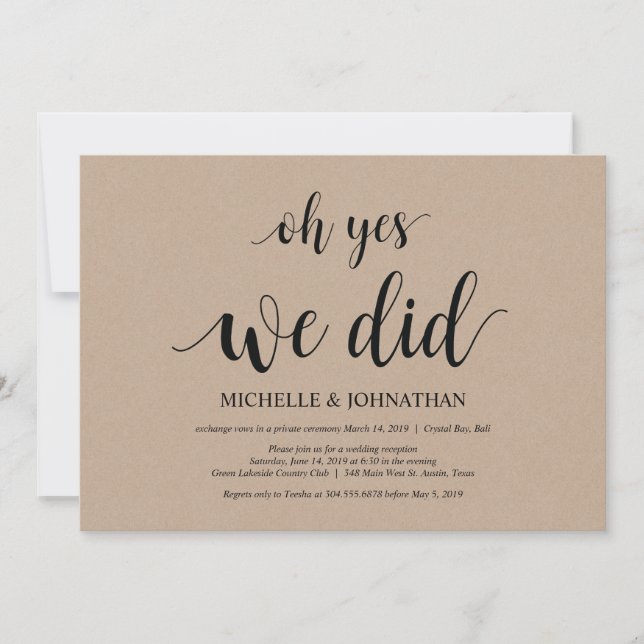 oh oui, nous l'avons fait, cartes d'invitation pou (Devant)