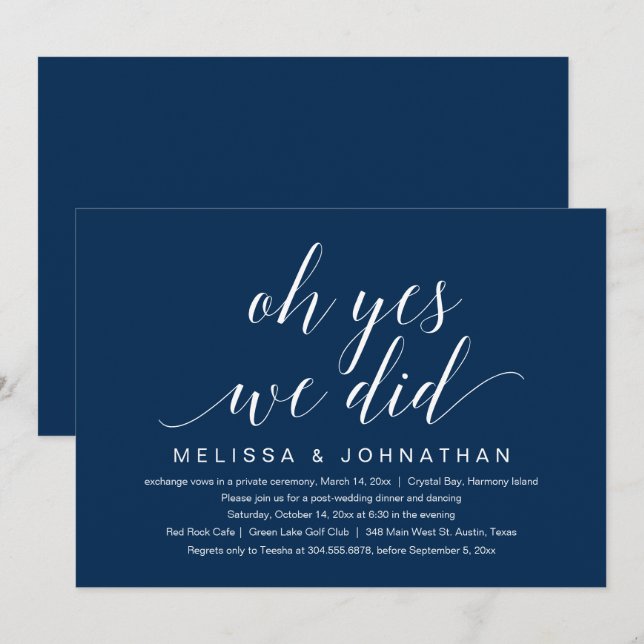 Oh oui, nous l'avons fait, Invitation à la fête d' (Devant / Derrière)