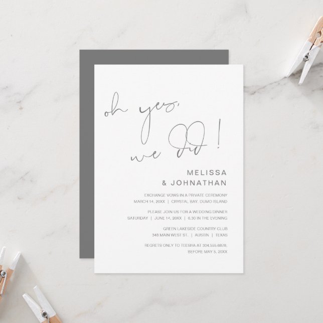 Oh oui, nous l'avons fait, Invitation à la fête d' (Devant/Arrière en situation)