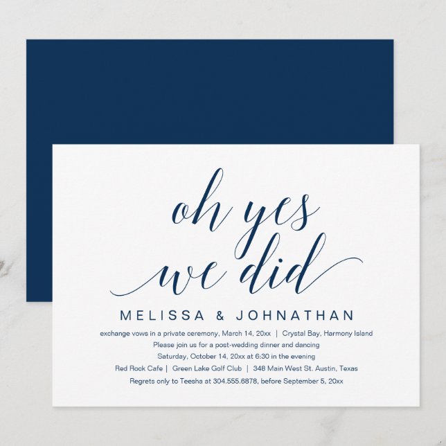 Oh oui, nous l'avons fait, Invitation à la fête d' (Devant / Derrière)