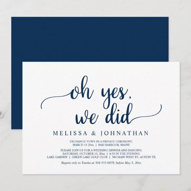 Oh oui, nous l'avons fait, Invitation de fête de m (Devant / Derrière)