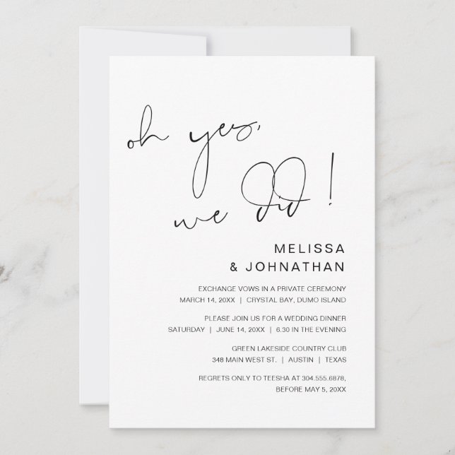 Oh oui, nous l'avons fait, Invitation de mariage e (Devant)