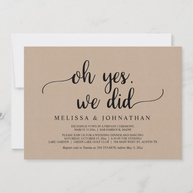 Oh oui, nous l'avons fait, Invitation de mariage r (Devant)
