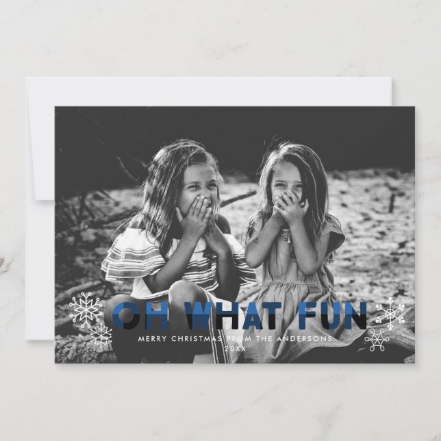 Oh Quel Amusant Buffalo Bleu Planté Carte de Noël (Devant)