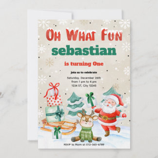 Oh Quel Amusant Noël Anniversaire Fête Invitation