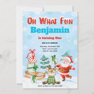 Oh Quel Amusant Noël Anniversaire Fête Invitation