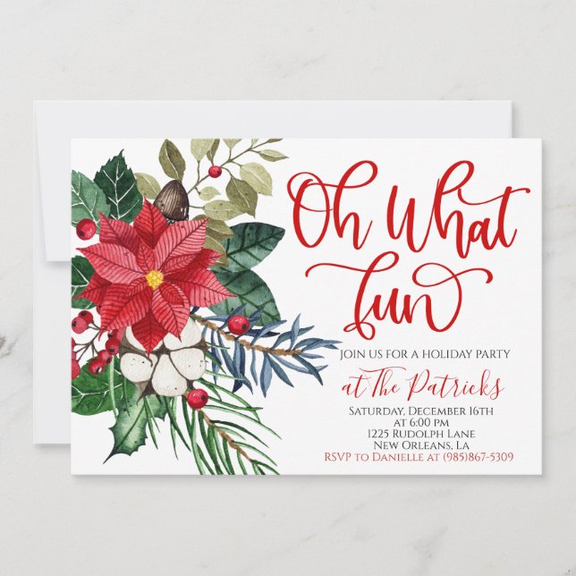 Oh Quel Amusant Poinsettia Party Invitation (Devant)