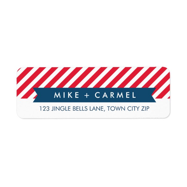 OH QUEL PLAISIR rouge rayé étiquette de adresse de (Devant)