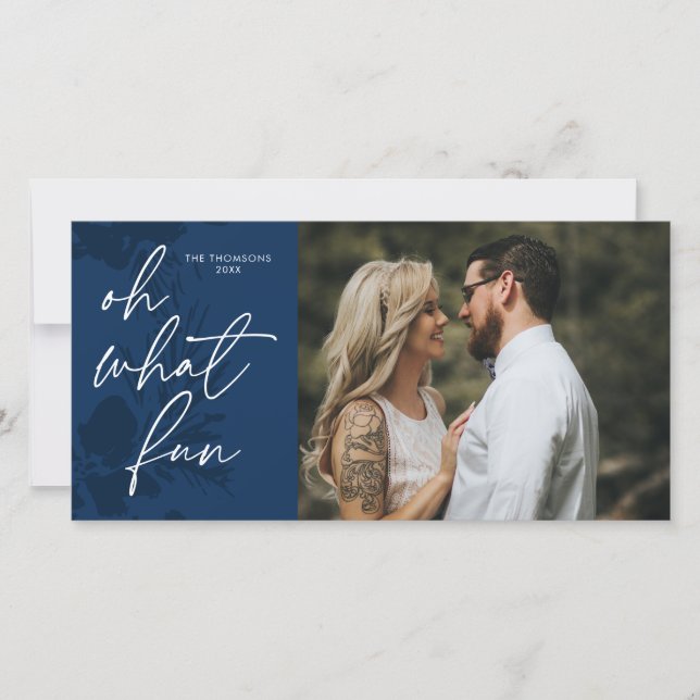 Oh Quelle Amusement Carte de Noël Bleue Lumineuse (Devant)