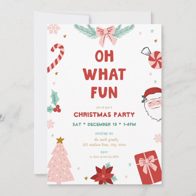 Oh Quelle Amusement Invitations de Fête de Noël po (Devant)