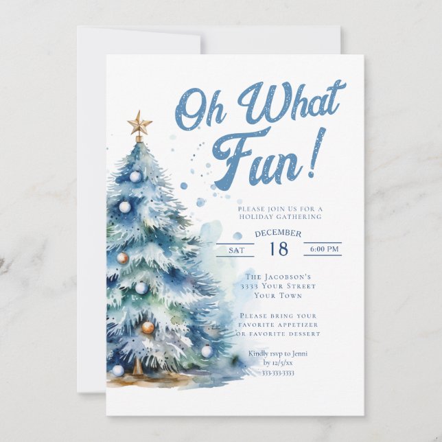 Oh Quelle Fête Invitation De Noël À L'aquarelle (Devant)