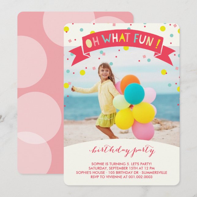 Oh Quelle Fête Invitation pour l'anniversaire des  (Devant / Derrière)