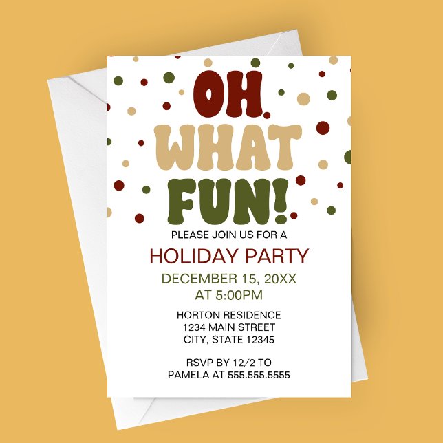 Oh Quelle Fun Holiday Party Invitation (Oh What Fun Retro Styled Holiday Party Invitation)