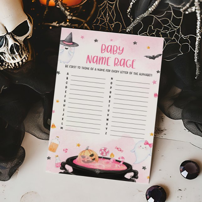 Oh Sheet Ghoul Halloween Baby Name Race Jeu (Pink Oh Sheet Baby Shower Baby Name Race Game)