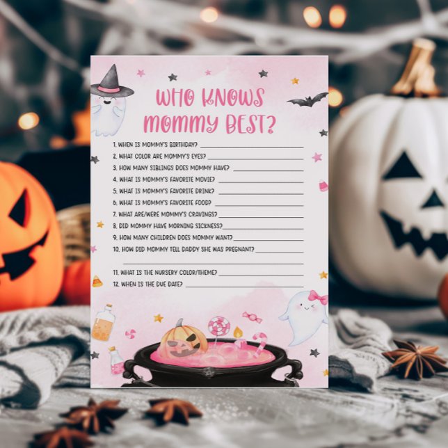 Oh Sheet Ghoul Halloween Qui connaît maman meilleu (Pink Oh Sheet Baby Shower Who knows Mommy Best Game)