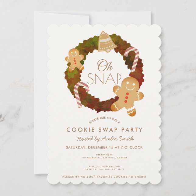 Oh Snap Gingerbread Cookie Swap Party Invitation (Devant)