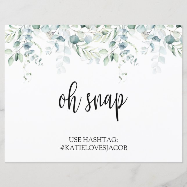 Oh Snap Instagram # Sign - Mariage Eucalyptus (Devant)