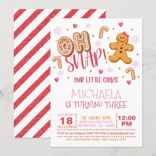 Oh Snap Noël Anniversaire Invitation - Blanc