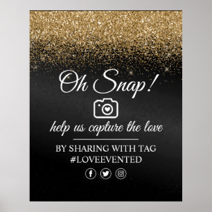 Oh Snap Social Media Tag Poster Black Gold Parties