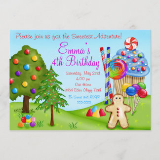 Oh Sweet Candyland Anniversaire Cupcake Invitation