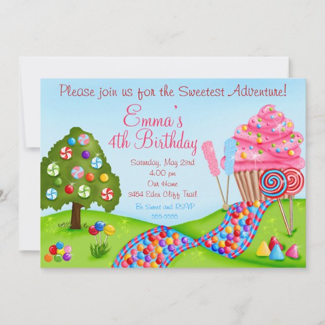 Oh Sweet Candyland Invitations de Cupcake pour l'a (Devant)