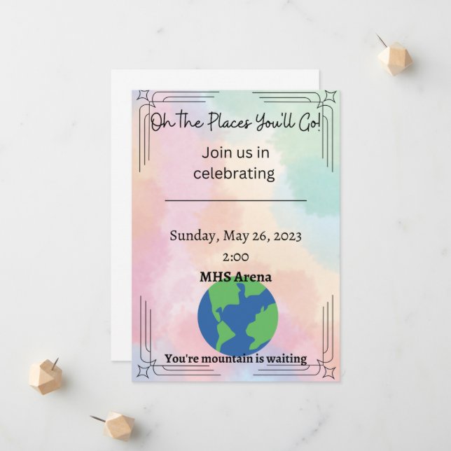 Oh the Place You'll Go Graduation Invitation (Devant/Arrière en situation)