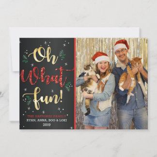Oh What Fun Famille Noël Carte photo