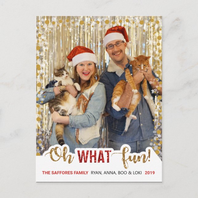 Oh What Fun Family Christmas Photo Carte postale (Devant)