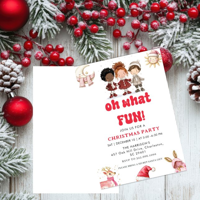 Oh What Fun, Genre Christma Fête Invitation (Créateur téléchargé)