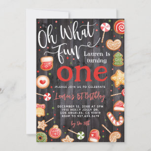 Oh What Fun Noël 1er anniversaire Invitation