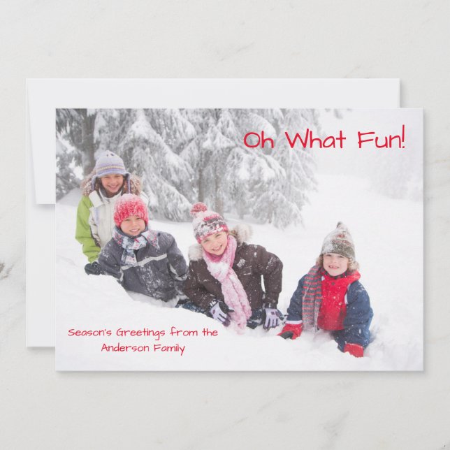 Oh What Fun Photo Points Rouges - Carte de Noël (Devant)