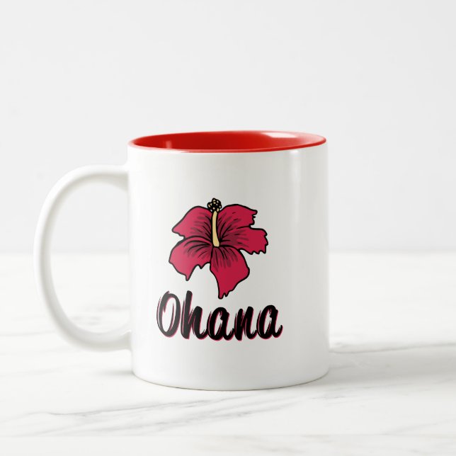 Ohana signifie Mug de café hawaïen de famille (Gauche)