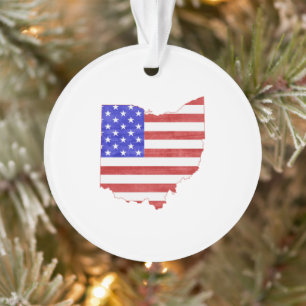 Ohio en forme de drapeau américain Buckeye Patrio