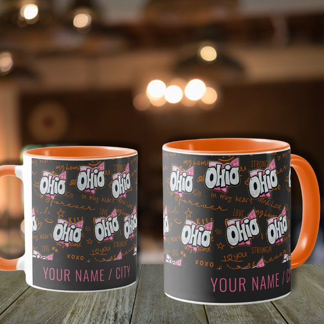 Ohio Etat noir orange motif Mug (Créateur téléchargé)