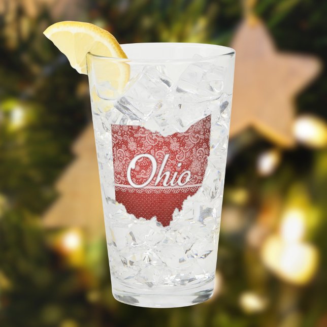 Ohio Souvenir Verre Rouge Polka Dot State Carte (The feminine Ohio drinking glass is perfect for game day, the holiday, or any other day this year.)
