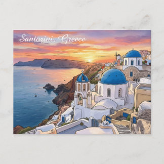 Oia Santorin Grèce Coucher de Soleil Carte Postale