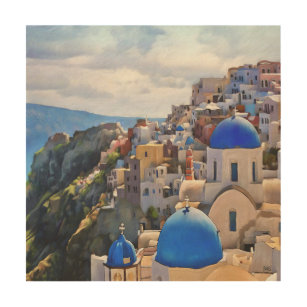 Oia, Santorin. Grèce.Peinture à l'huile. Art sur b