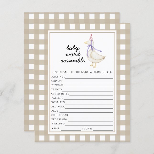 Oie bête - Bébé jeu de mots (Devant / Derrière)